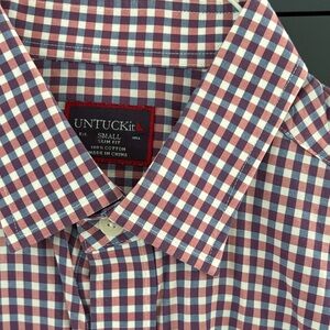 UNTUCKit Men's Burgundy and White Plaid Shirt